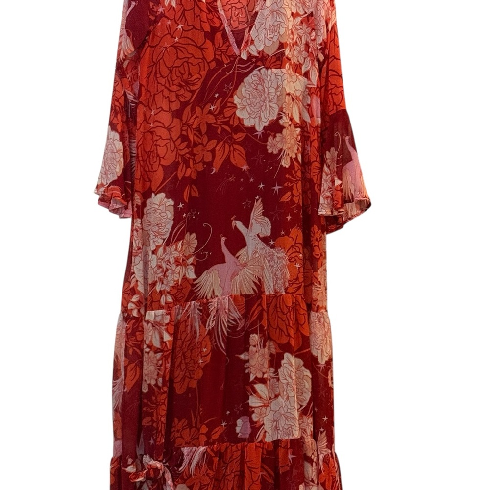 Free People Red and Pink Floral Maxi Dress